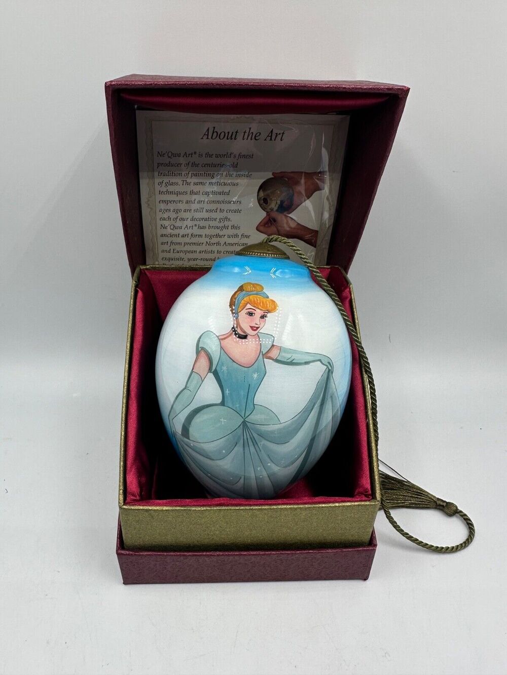 Hallmark 2024 Ne’ QWA ART Ornament Disney Princess Hand-Painted Glass Cinderella